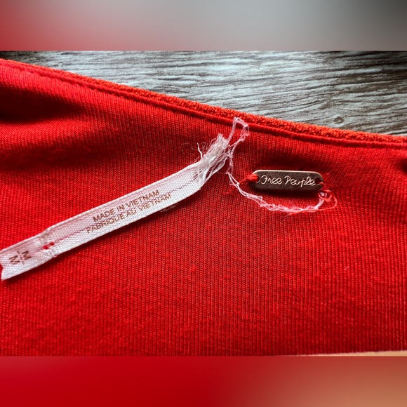 Free People Talk About It Coral Long-sleeve Mini Dress Flare Sleeves Size M - Picture 4 of 12